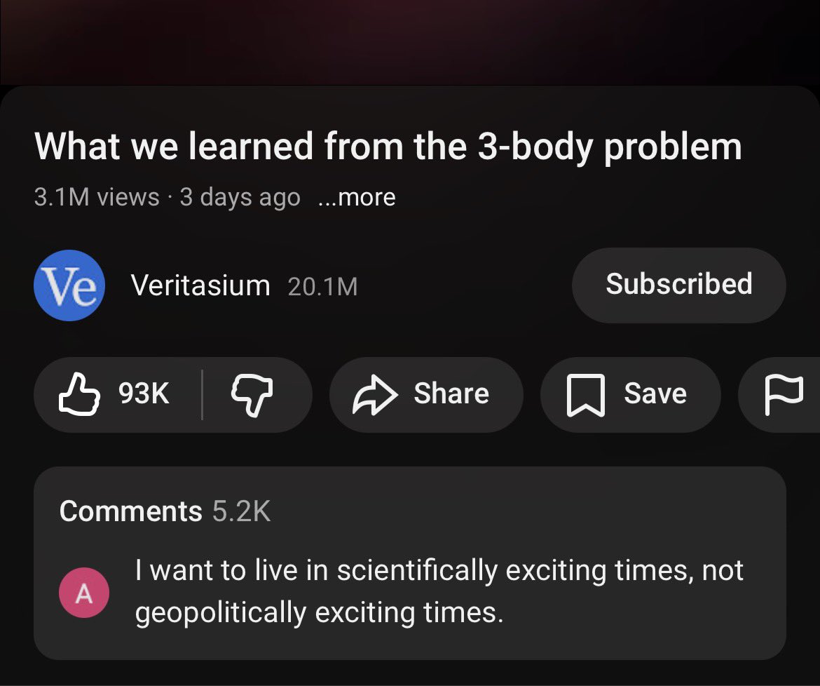 lot of us is the top commentator on the latest <a href="/veritasium/">Veritasium</a> video