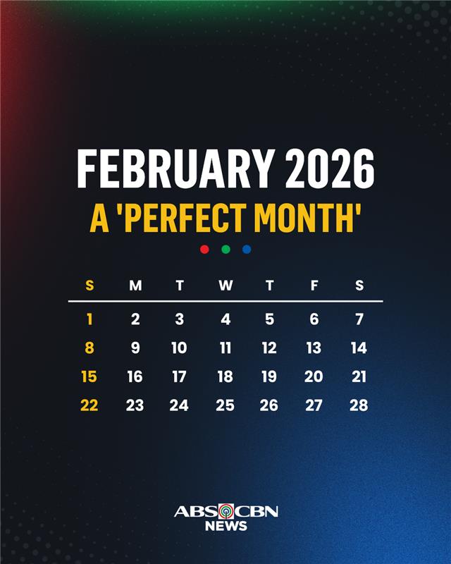 Nawa'y pagpalain ka ngayong buwan.  🙏✨️

Itinuturing na "perfect month" o "rectangular month" ang Pebrero 2026 dahil swak sa 4 na rows ng kalendaryo ang naturang buwan—walang labis, walang kulang na araw.