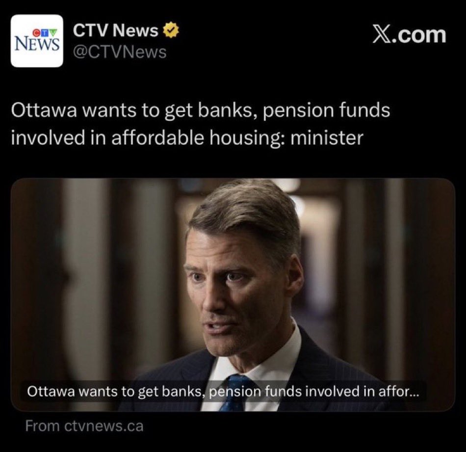wealthmoose's tweet photo. 🚨This should concern every Canadian: the government is now looking at pension funds to help finance affordable housing.

Your retirement savings shouldn’t become a backup funding source for policy gaps.

Pensions exist to secure retirees .. not to plug budget holes.

#cdnpoli #Canada #Pensions #Housing #Retirement