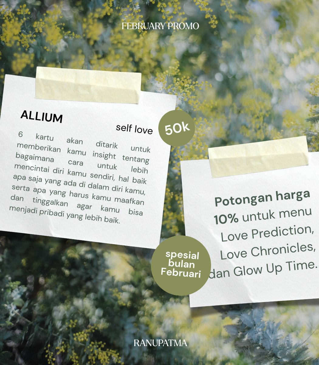 pengelanaka's tweet image. Selamat menyambut bulan baru! Posting tanggal 2 karena tanggal 1 cuma trial.

Ada beberapa promosi spesial bulan Februari. Allium adalah menu istimewa yang hanya tersedia selama bulan Februari &amp;amp; diskon 10% untuk menu tertentu.

t. Jasa baca tarot reading #zonaba #zonauang