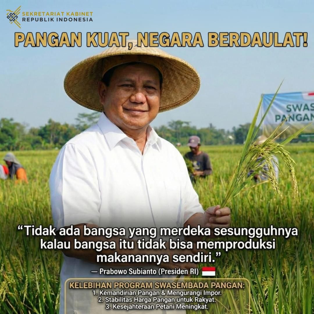 Salut sama Presiden Prabowo, program Swasembada Pangan Nasional bikin bangsa kita nggak tergantung impor lagi #KedaulatanPangan