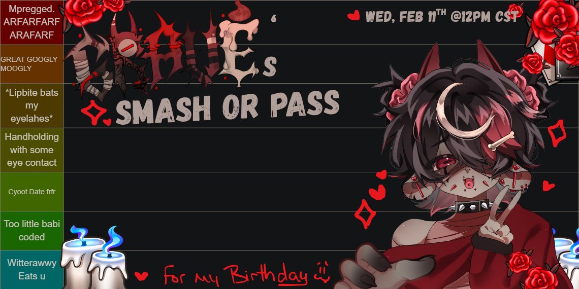 ‼️(Unhinged) SMASH OR PASS ‼️

Ever wondered how this Goat feels about ya? 
DROP YOUR PNGS DOWN BELOW AND FIND OUT!

💕🥩Get Smashed or Be Eaten 🥩💕
‼️Closes Febuary 10th at 11:59PM CST ‼️