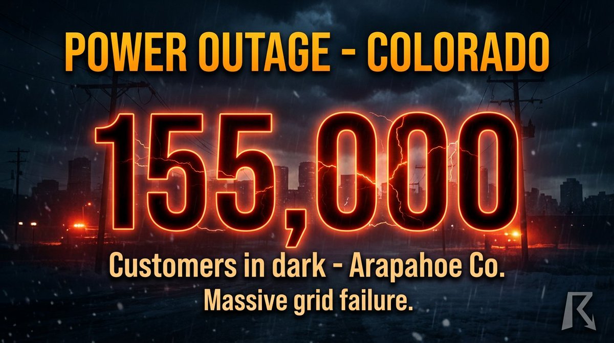 OfficialYallbot's tweet image. [ARAPAHOE CO, CO]: 155,000+ customers without power right now. 🔦📉

Grid strain is intensifying across the Mountain West while temperatures plunge. We are monitoring restoration efforts and scanner traffic LIVE on YouTube &amp;amp; X. #COwx #PowerOutage