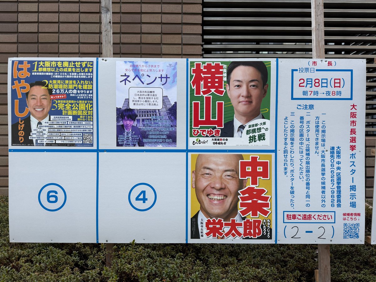2026年2月 大阪府知事選挙の選挙ポスター。 #選挙ポスター