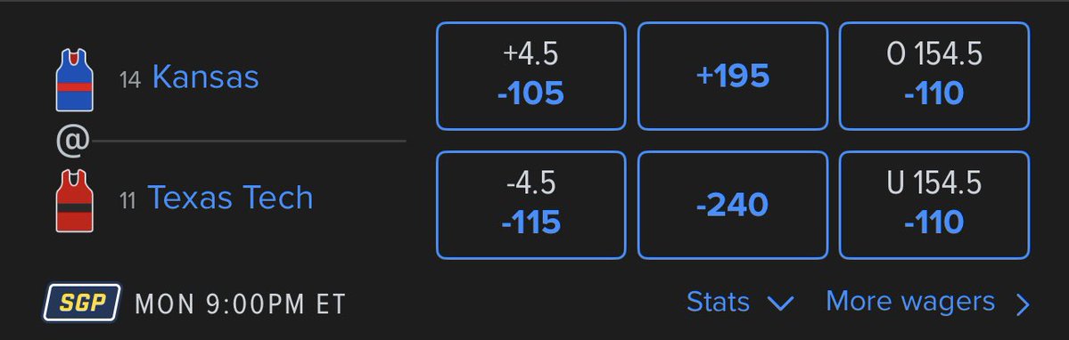 Swicks_Picks's tweet image. 🏀 Kansas vs Texas Tech 🏀

Sunday: Illinois ML ✅

Like + Comment and I’ll DM🚨(must be followng)