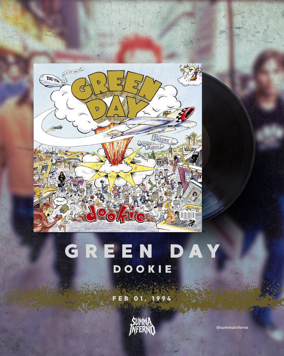 summainferno's tweet photo. El 1 de febrero de 1994 Green Day lanzó Dookie.
El disco que llevó el punk rock al mainstream sin perder actitud.
32 años después, sigue sonando crudo, veloz y esencial.

#GreenDay #Dookie #PunkRock #Rock90s #OnThisDay https://t.co/pyRBjKPzpz