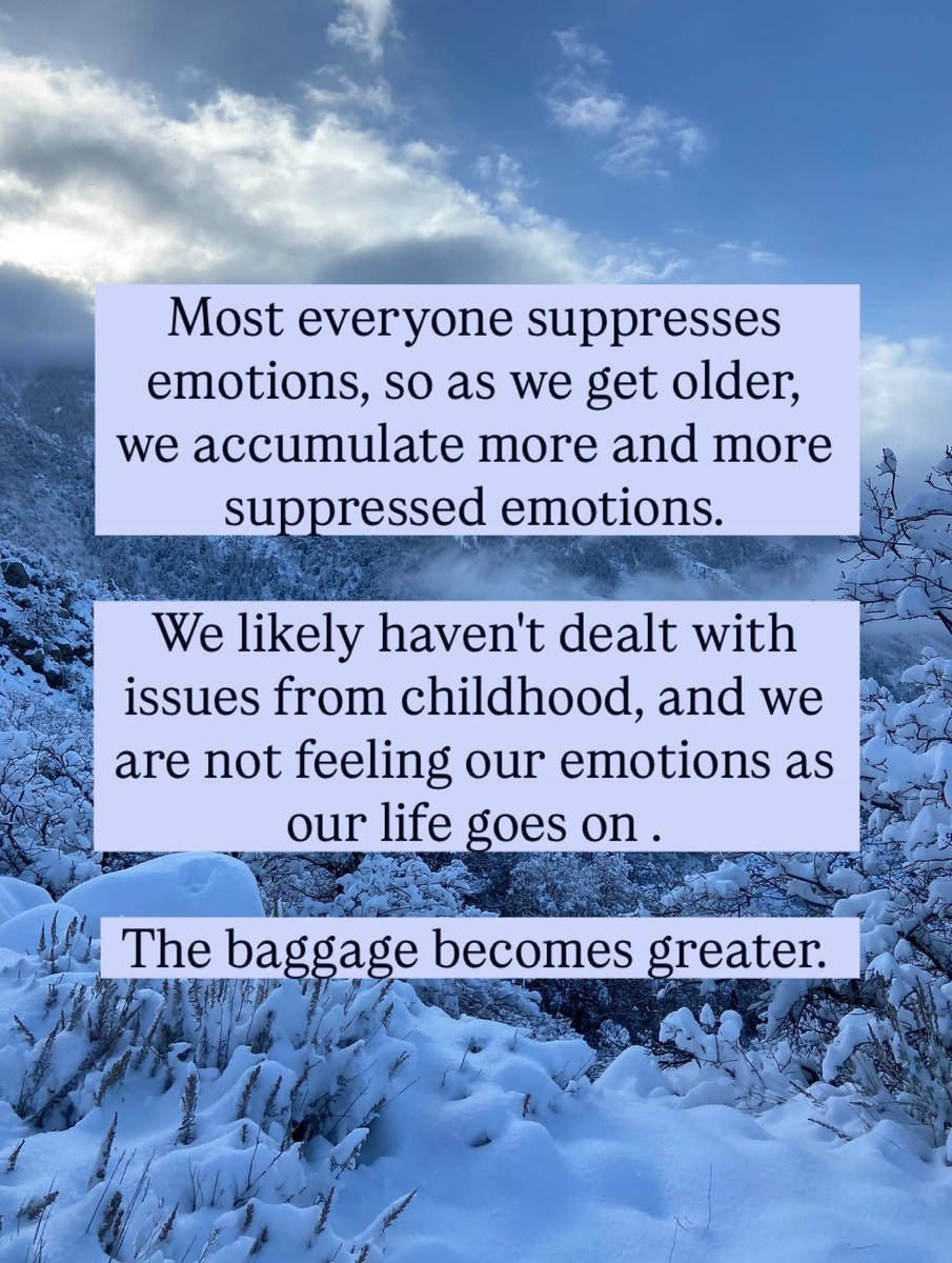 CourtneyPool's tweet photo. Most everyone suppresses emotions, so as we get older, we accumulate more and more suppressed emotions.

When you have more accumulated suppressed emotions, you need MORE compulsions and addictions in order to keep it all at bay.

#overeating #intuitiveeating https://t.co/HdM9JbmBJn