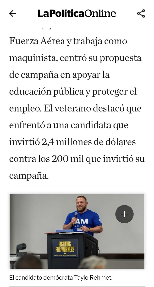 El candidato que hoy ganó una banca en Texas es demócrata e hizo su campaña apoyando la educación pública y la protección del empleo.
En Argentina estamos al revés. Cuándo nos demos cuenta va a ser muy tarde para remediarlo
<a href="/LPOArg/">La Política Online | Argentina</a> lapoliticaonline.com/internacionale…