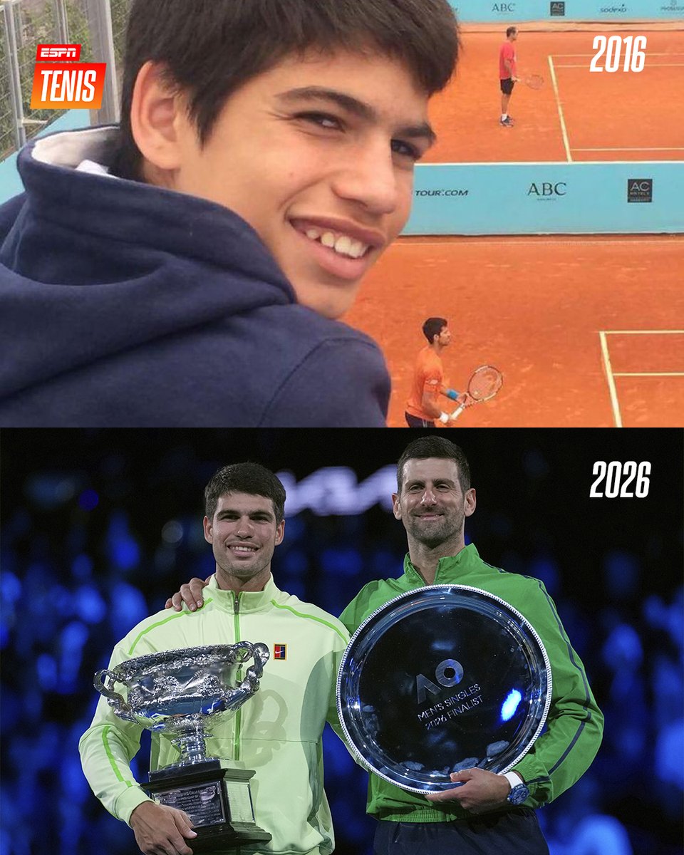 ESPNtenis's tweet image. De verlo desde las gradas a ganar una final de Australian Open. 🏟️🏆

#Alcaraz #Djokovic #AO26