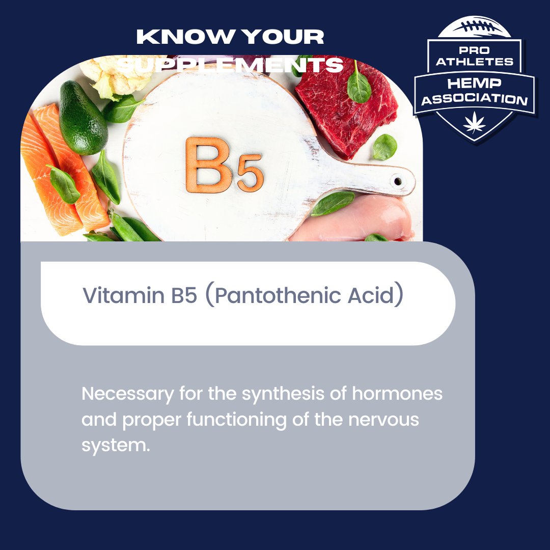 HempForPros's tweet image. "Vitamin B5 is the cornerstone of hormone synthesis and nervous system health. It aids in the production of red blood cells and helps convert food into energy. Ensure you're getting enough B5 to support your body's vital functions. 🔑 #VitaminB5 #HormoneHealth #EnergyProduction"