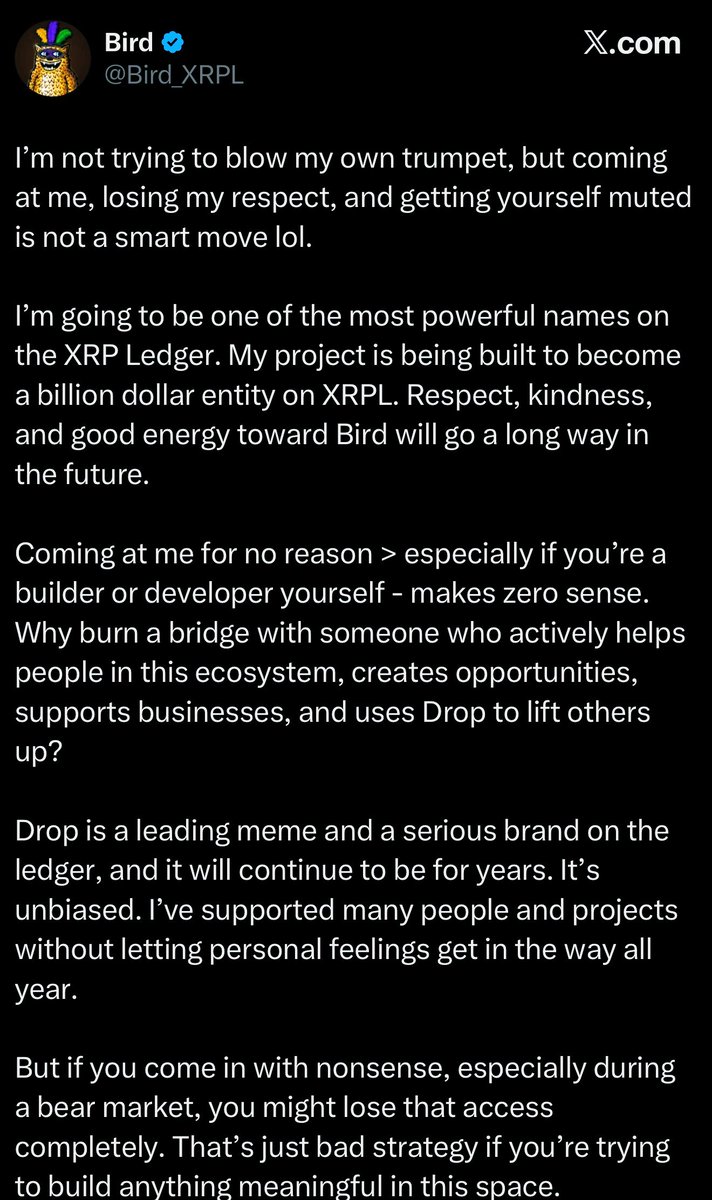 <a href="/Bird_XRPL/">Bird</a> this has to be the cringiest shit I’ve read on here. 

You have lost more people money and lead more astray with misguided opinions on pools. You back up zero of what you say in open forum.

Anyone that’s took your advice is down bad your sub pools strategy are