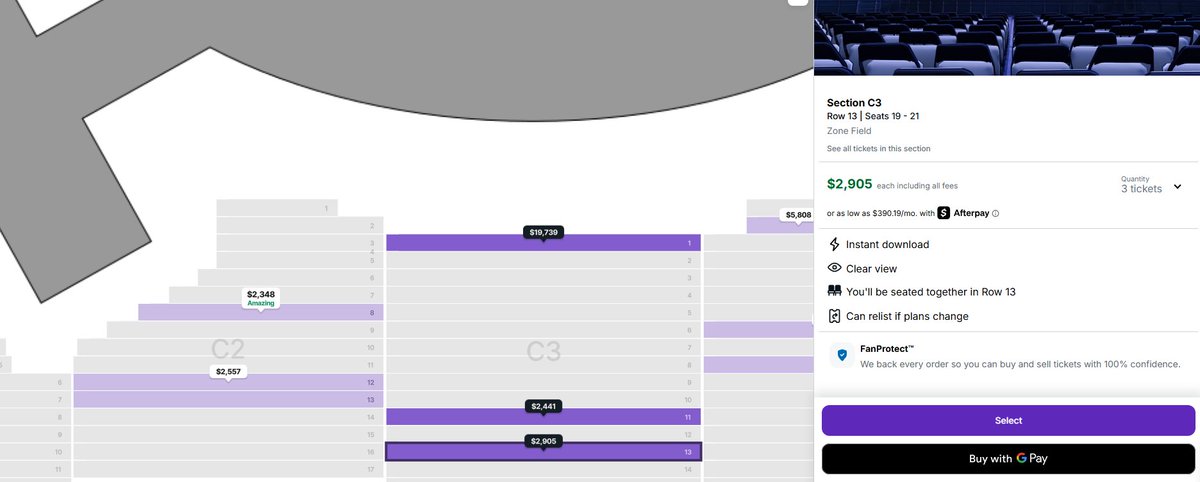 BTSTicketFinder's tweet photo. 🎟️ BTS Ticket Finder — Ticket Alert
Where: Chicago, IL - Sat Aug 27
Seats: C3 | Row 13 | SeatS 19 + 21
Source: StubHub Price: $2,905 per ticket

#wttbts #BTSticket #BTS_ARIRANG #BTS_WORLDTOUR #BTS_WORLDTOUR_CHICAGO #BTSTICKETS #wttbtstickets #wtsbts #wtsbtstickets #isobtstickets https://t.co/u6i0yvCWxQ