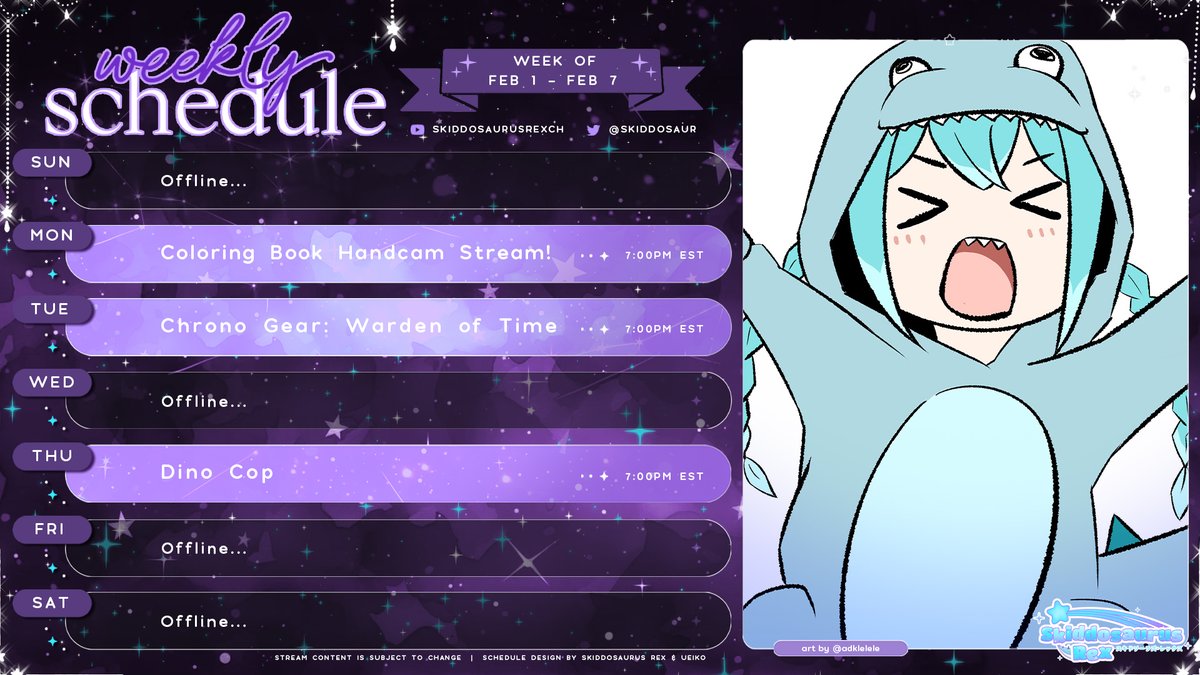 Hai Hai - here's the schedule for this week! Come on by and let's have some fun together!! :D