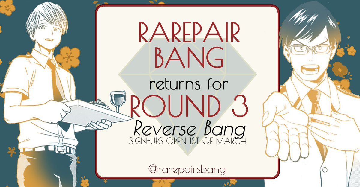 rarepairsbang's tweet photo. 💎Rarest of Them All Returns💎
Back for our third year, the BNHA Rare Pairs Bang returns this March with a reverse bang! Get ready to make your favorite tiny ships shine bright like a diamond. Signups open March 1st!
#bnhararepairsbang #bnha #mha #fandomevents #fanevents https://t.co/UvDaz24mAT