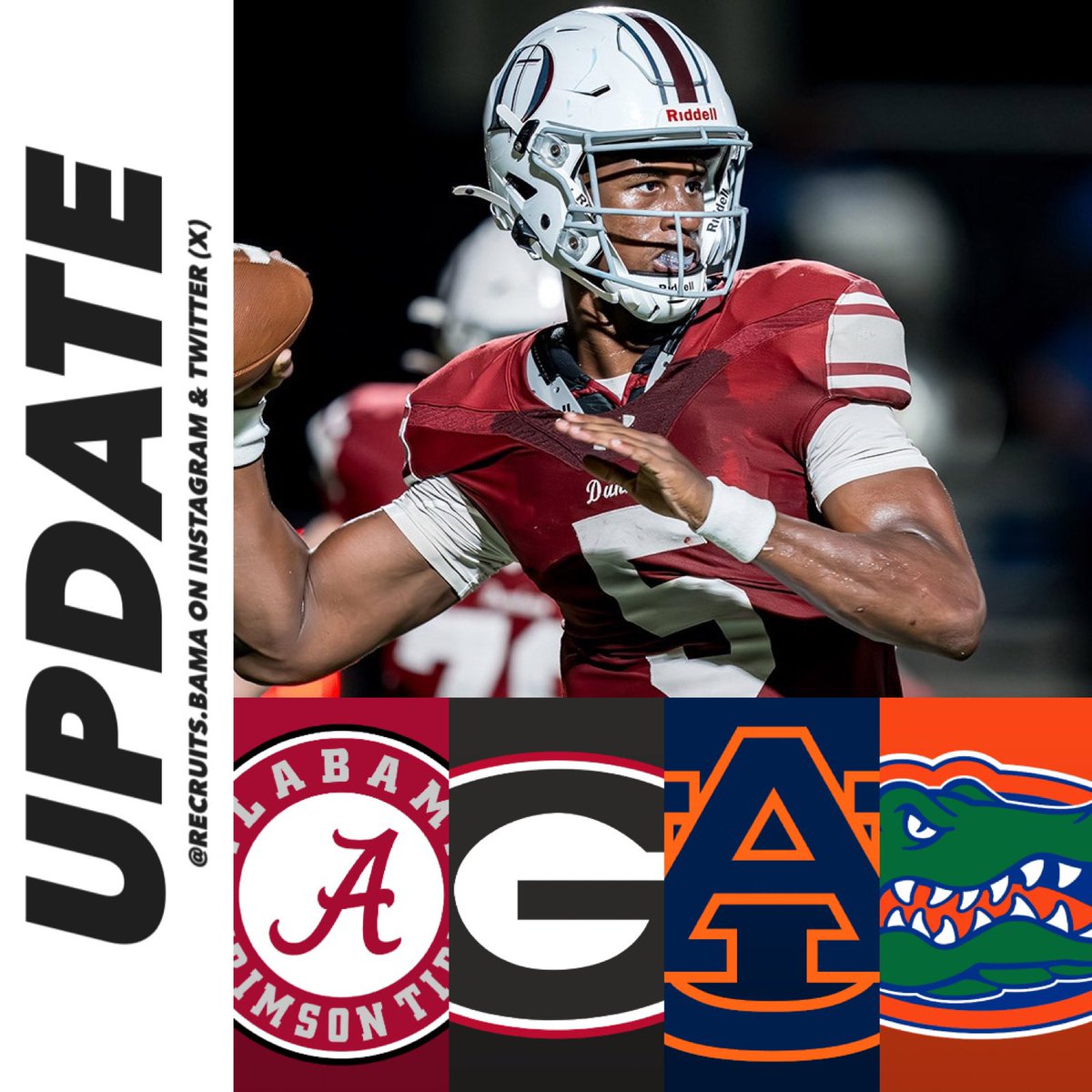 𝗨𝗣𝗗𝗔𝗧𝗘: 2027 5 ⭐️ QB Elijah Haven is currently predicted to Alabama and he plans to commit this spring 👀

The No. 1 QB in the nation released his Top-4 schools in January. Alabama, Georgia, Auburn, and Florida are his finalists.

He took game-day visits to each of these