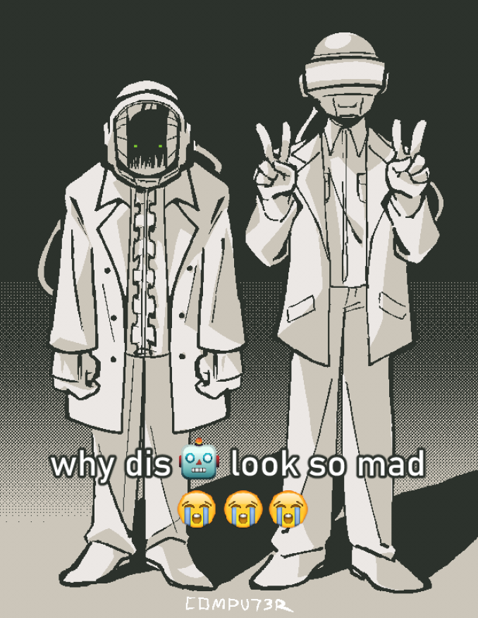 COMPU73R's tweet photo. why dis 🤖look so mad 😭😭😭
#daftpunk https://t.co/TAGLrk3Skm
