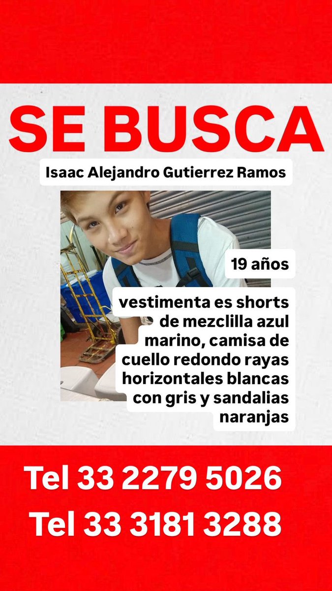 JaliscoRojo's tweet image. Ayuda a localizar a Isaac Alejandro Gutierrez Ramos se extravió en Tlajomulco el día de hoy a las 10 horas, padece parálisis cerebral infantil y trastorno de esquizofrenia.