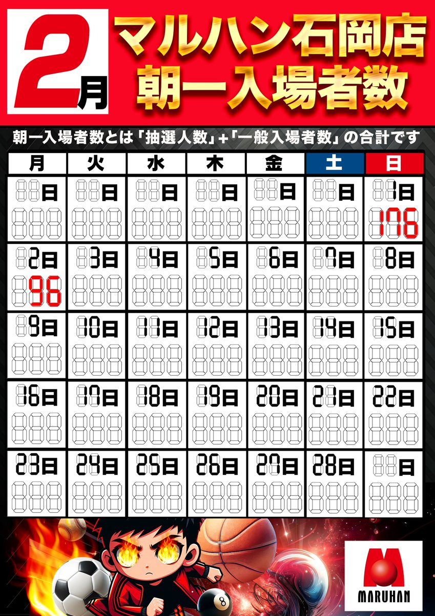 おざっす！ 本日の朝一入場者数は96名様でした✨ この後もごゆっくり