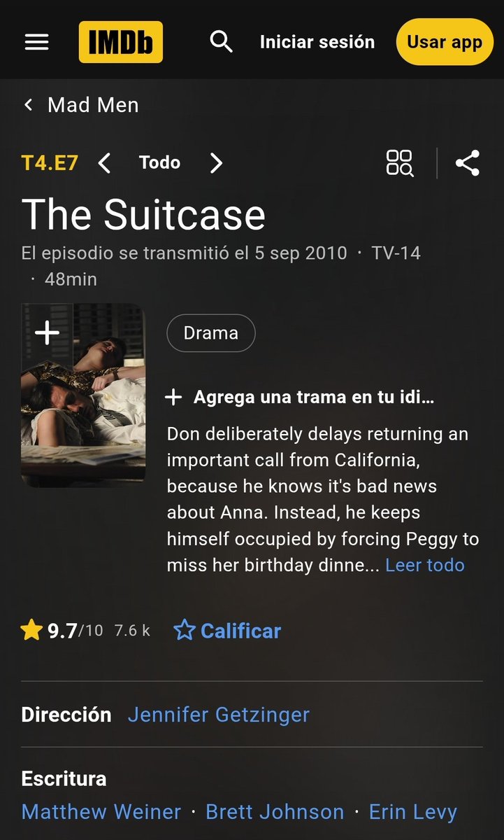 Para envidia de los eternos fans de #madmen debo decir que hoy vi por primera vez este episodio. Y fue sublime. Wow que tremenda serie.