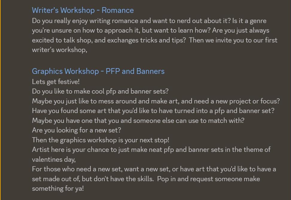 TheRPDirectory's tweet photo. Our February events are now live. Come check them out!
https://t.co/TrDIKTlIBK

#discordroleplay #discordrp #discordcommunity #discordserver https://t.co/HJyUDP2L1l