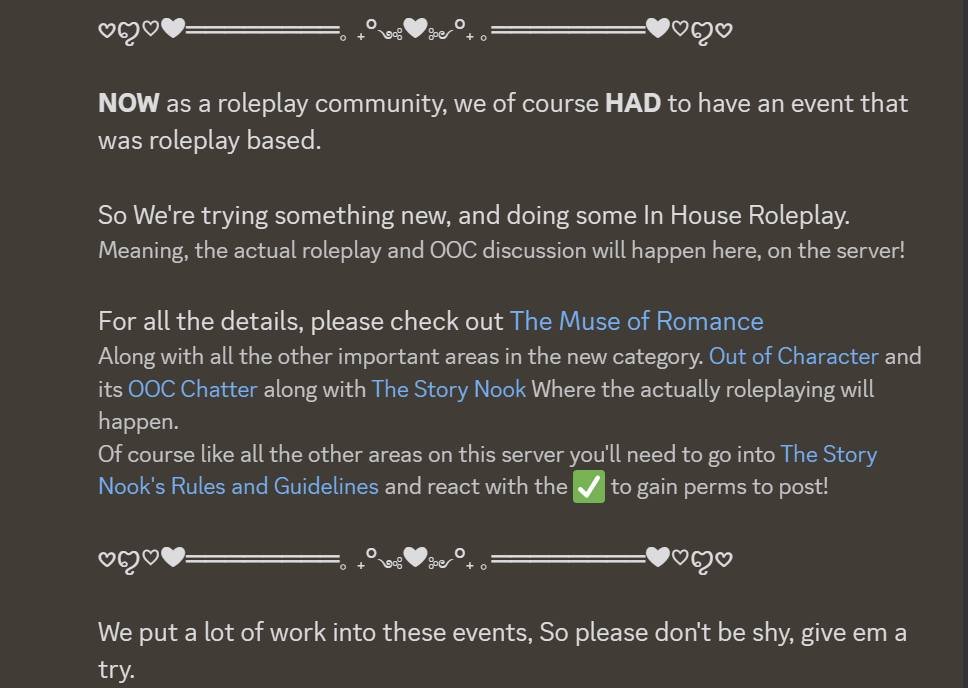 TheRPDirectory's tweet photo. Our February events are now live. Come check them out!
https://t.co/TrDIKTlIBK

#discordroleplay #discordrp #discordcommunity #discordserver https://t.co/HJyUDP2L1l