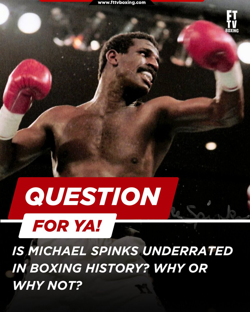 FTTVBoxing's tweet image. Some say his win over Larry Holmes and his 80s dominance deserve more recognition, while others argue he’s remembered correctly.

What do you think — is Spinks underrated or properly ranked? Drop your take below 👇💬

#MichaelSpinks #BoxingDebate #BoxingHistory #BoxingFans