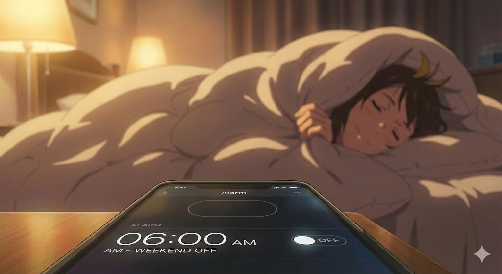 self_stretch's tweet photo. ～アラームをOFFにする幸せ～

そろそろベッドへ…🛌 
金曜日の夜、一番の幸せって何だと思いますか？

それは「明日のアラームをOFFにすること」⏰🔕 明日は何時に起きても誰にも怒られま��ん。

泥のように眠るもよし、早起きして遊ぶもよし。 全てあなたの自由です。 良い夢を、そして良い週末を✨

おやすみなさい💤

#睡眠 #週末 #目覚まし時計 #自由 #おやすみ