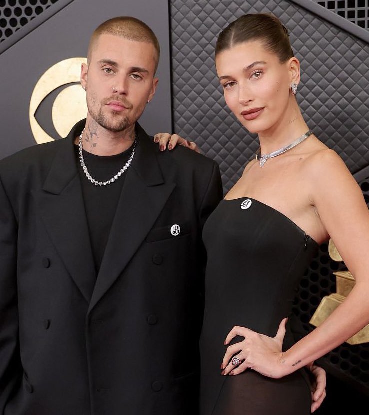 Justin and Hailey Bieber wearing ICE OUT pins!!!