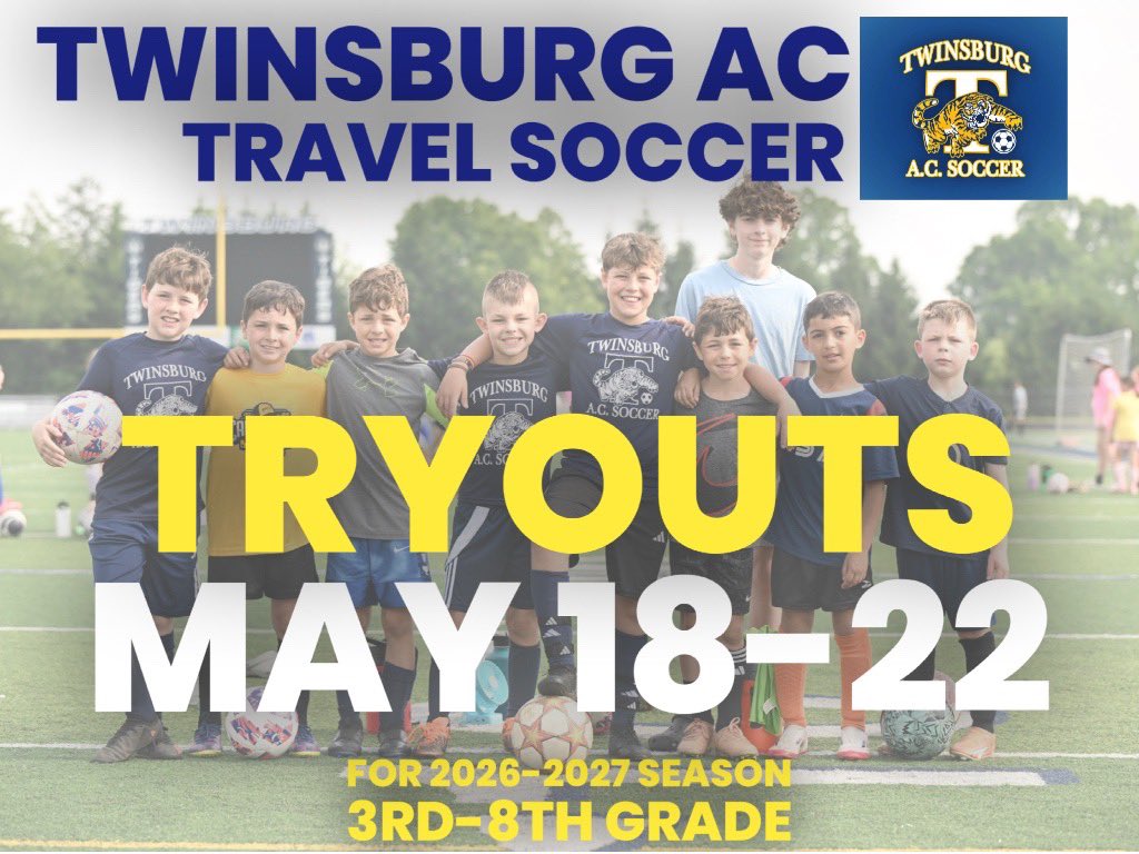 TwinsburgAC's tweet photo. Dates for tryouts and summer camp announced - mark your calendars! Registration to open soon @Prideon3  @TwinsburgTigers https://t.co/d5bxhpo4ej