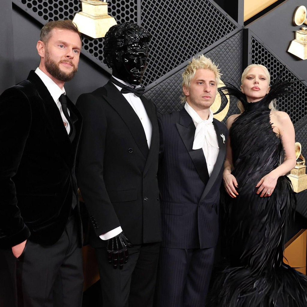 Lady Gaga with MAYHEM producers Andrew Watt, Gesaffelstein and Cirkut at the #GRAMMYs.