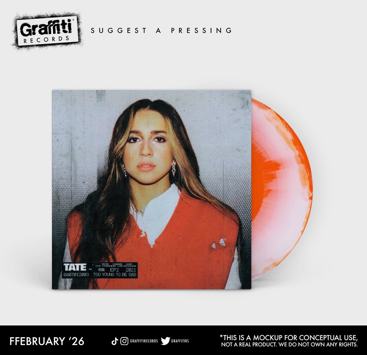 GraffitiRS's tweet image. SUGGEST A PRESSING:
Tate McRae - Too Young To Be Sad

#SuggestAPressing @tatemcrae