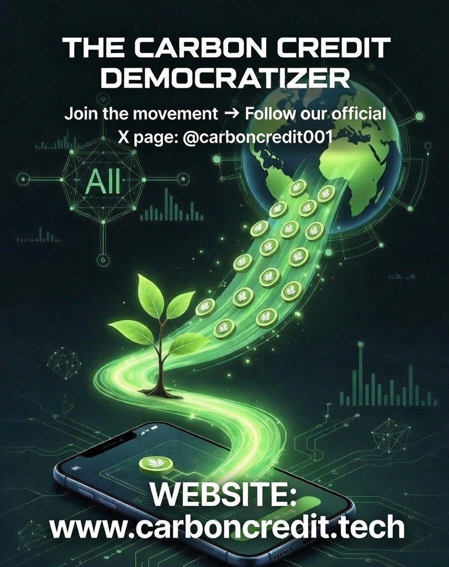 7mtoo_99's tweet photo. 🚨 Your daily walk is now an asset.
Introducing The Carbon Credit Democratizer. Please follow @carboncredit001
We turn your verified steps into real, tradable carbon credits using AI. Move. Earn. Help corporations offset their footprint. https://t.co/HoORTjU05U