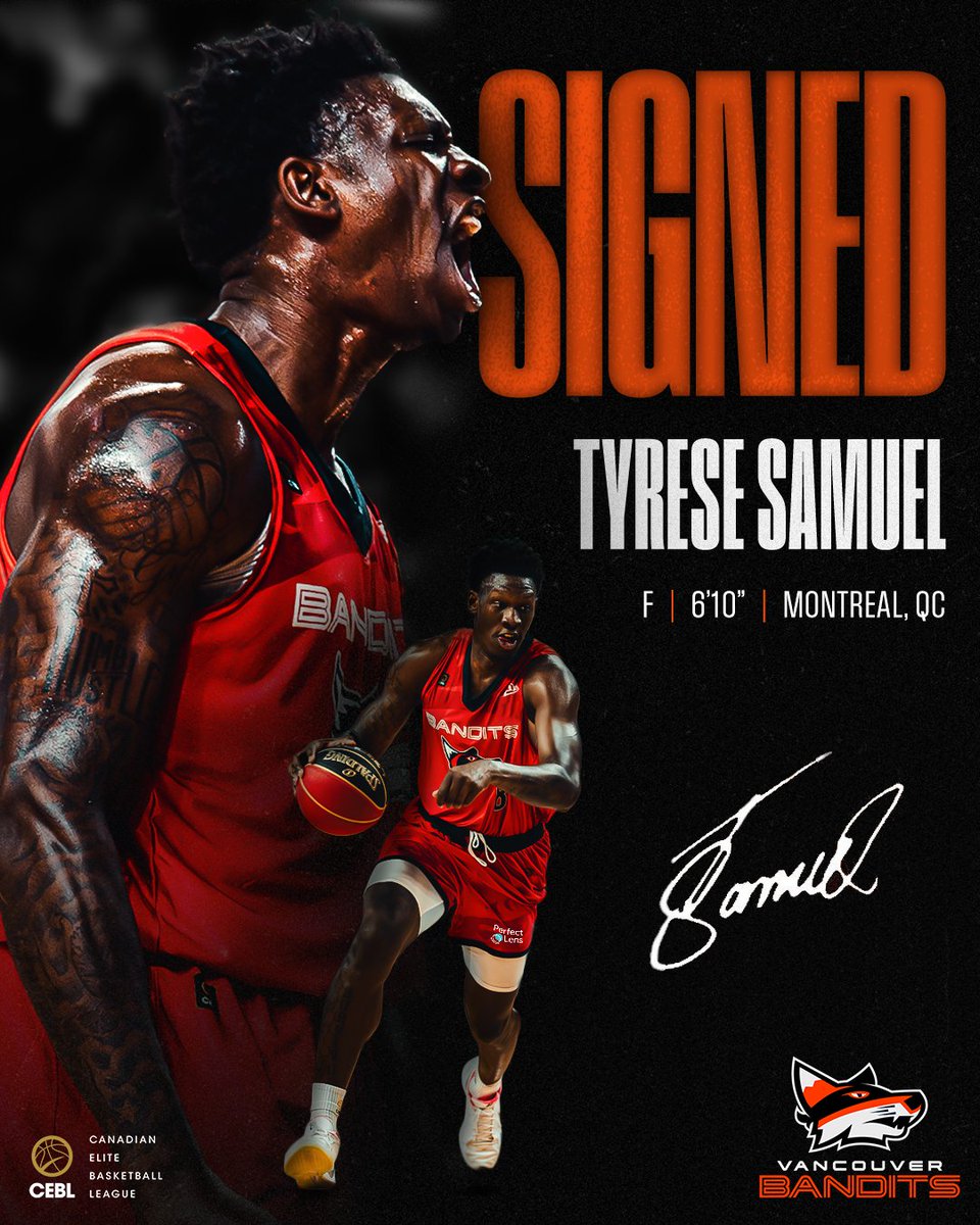 TYRESE THE BEAST 😤

We have re-signed the reigning <a href="/CEBLeague/">CEBL</a> Canadian Player of the Year, <a href="/Tyrese5G/">Tyrese Samuel</a>. Welcome back, Rese. 🤝 👑

🗞️ thebandits.ca/vancouver-band…