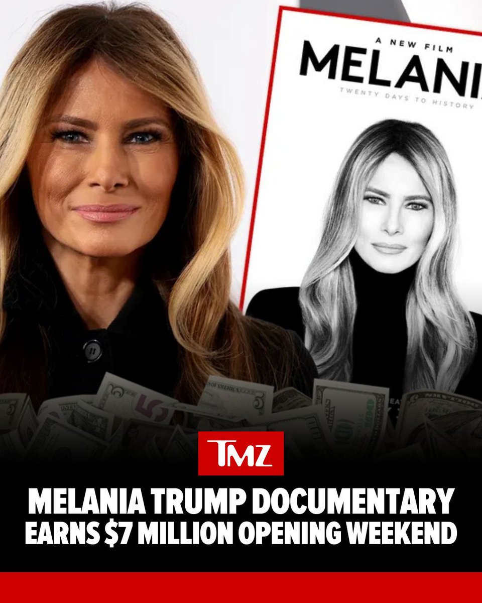TMZ's tweet image. Melania Trump is making serious noise at the box office.

Read more: buff.ly/5C36DzR