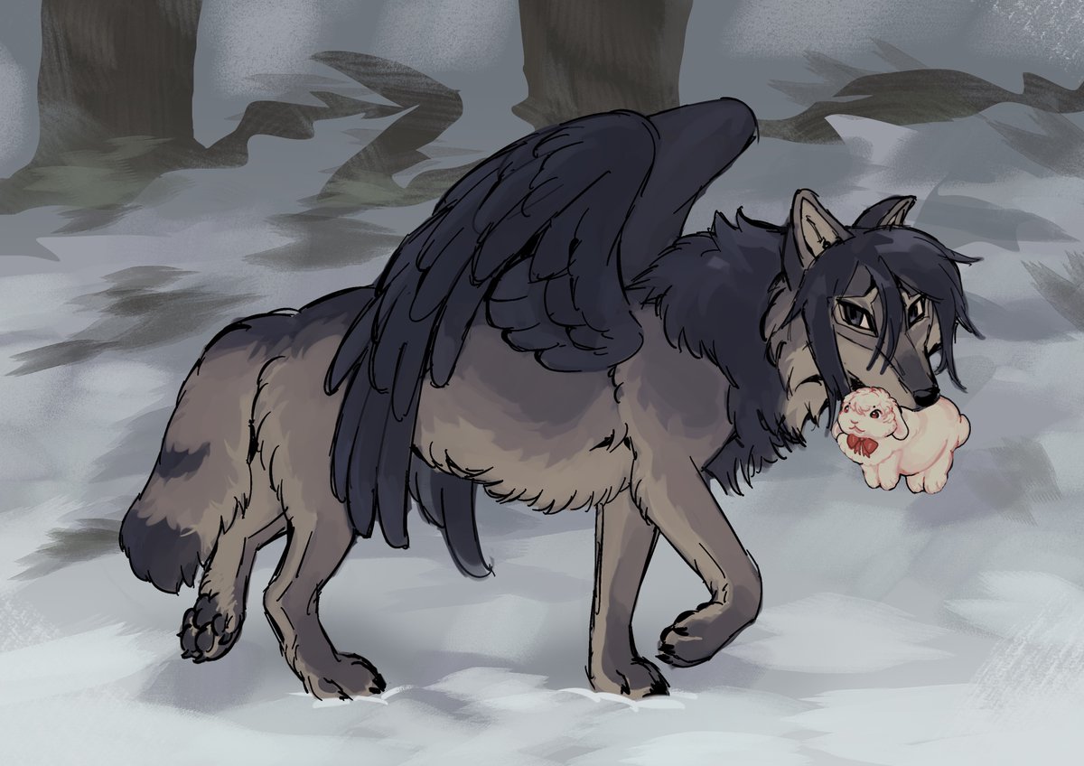 Carrying my bunny! 🐺 🐇
drawn  on  clip  studio  paint