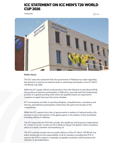 ICC encourages PCB for mutually acceptable T20 resolution