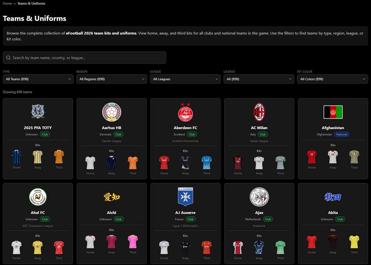 efootball_run's tweet photo. You can now browse through all the availble uniforms in eFootball https://t.co/T58Piu4dD5