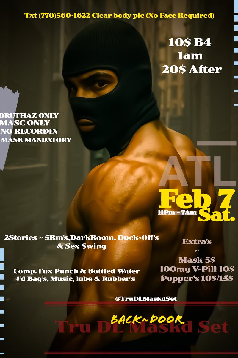 🚨ATLANTA🚨 Date Added Feb 7th🚨

Cum Experience Da Tru Experience…🚫Talkin, Jus Fuckin 🤫 Masc ONLY, Mask Mandatory, Bruthaz Only Set. 🚫Fem🚫Juicy homies. DL/Discreet MASC FREAKY SEXY MEN Only Da 💪 Survive🥵. Txt clear body pic 770-560-1622 (Semi-Select 🚪 )