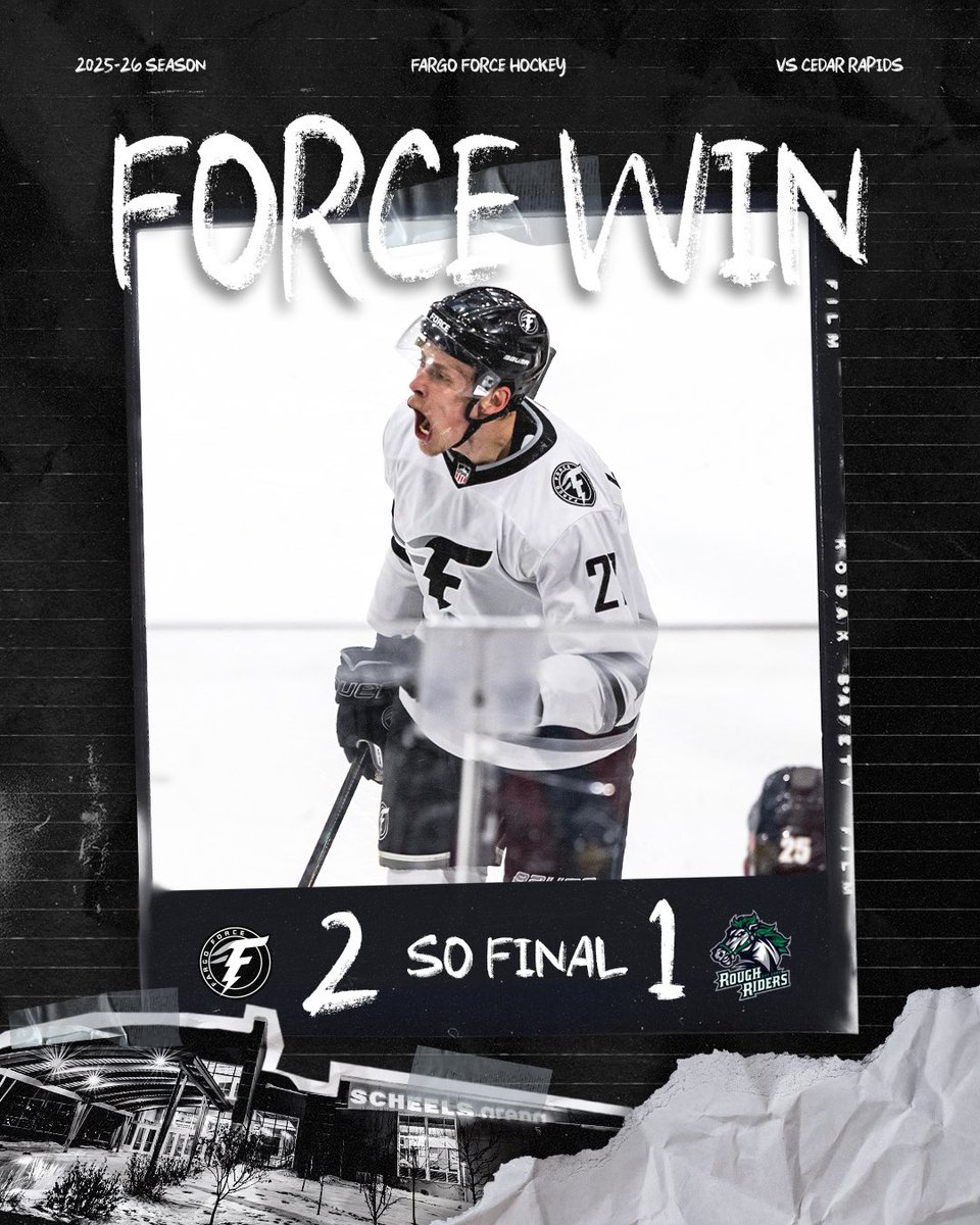 FargoForce's tweet photo. WEEKEND SWEEP🧹

Sisson &amp; Löfgren score in the shootout to secure a 2-1 Force victory &amp; 4 points on the weekend! https://t.co/f8BaZzpOK6