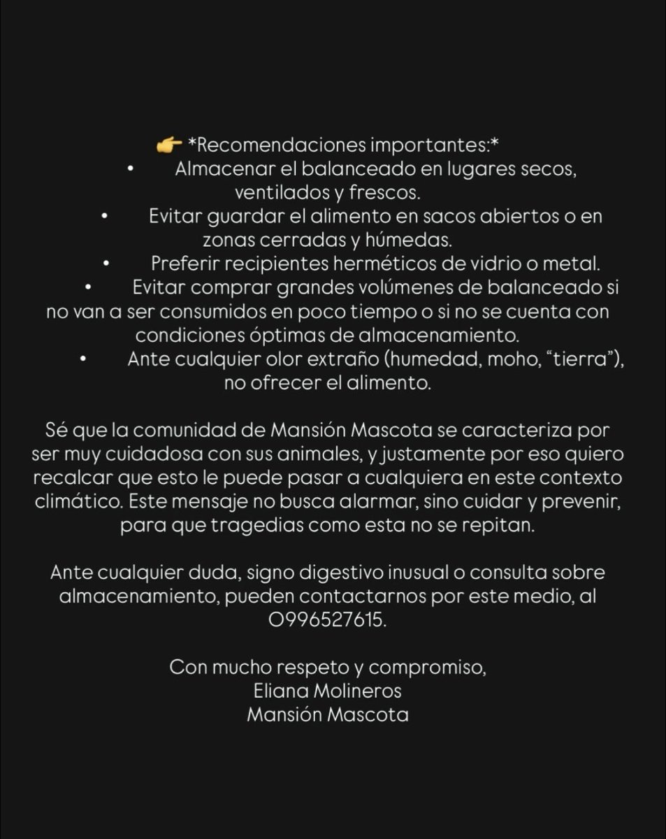 Mansión Mascota tiene una gran comunidad que ama a los animales, es lo que nos une, por eso queremos contarles lo que sucedió hace unos días. En #Guayaquil la humedad y el calor favorece el crecimientos de hongos que producen toxinas y son mortales para nuestros animales.