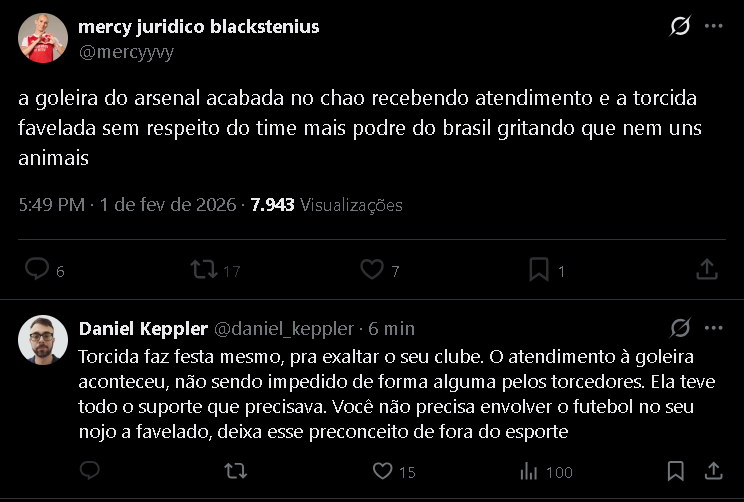 Na hora de chamar corinthiano de "animal" e "favelado", usando a pobreza como forma de insulto, todo mundo é grandão. É a coragem que o fake traz. Aí, se esconde no block (pelo menos retribuo em paz) 🤷

Não é crime ser favelado. Vergonha na cara é de graça, gente