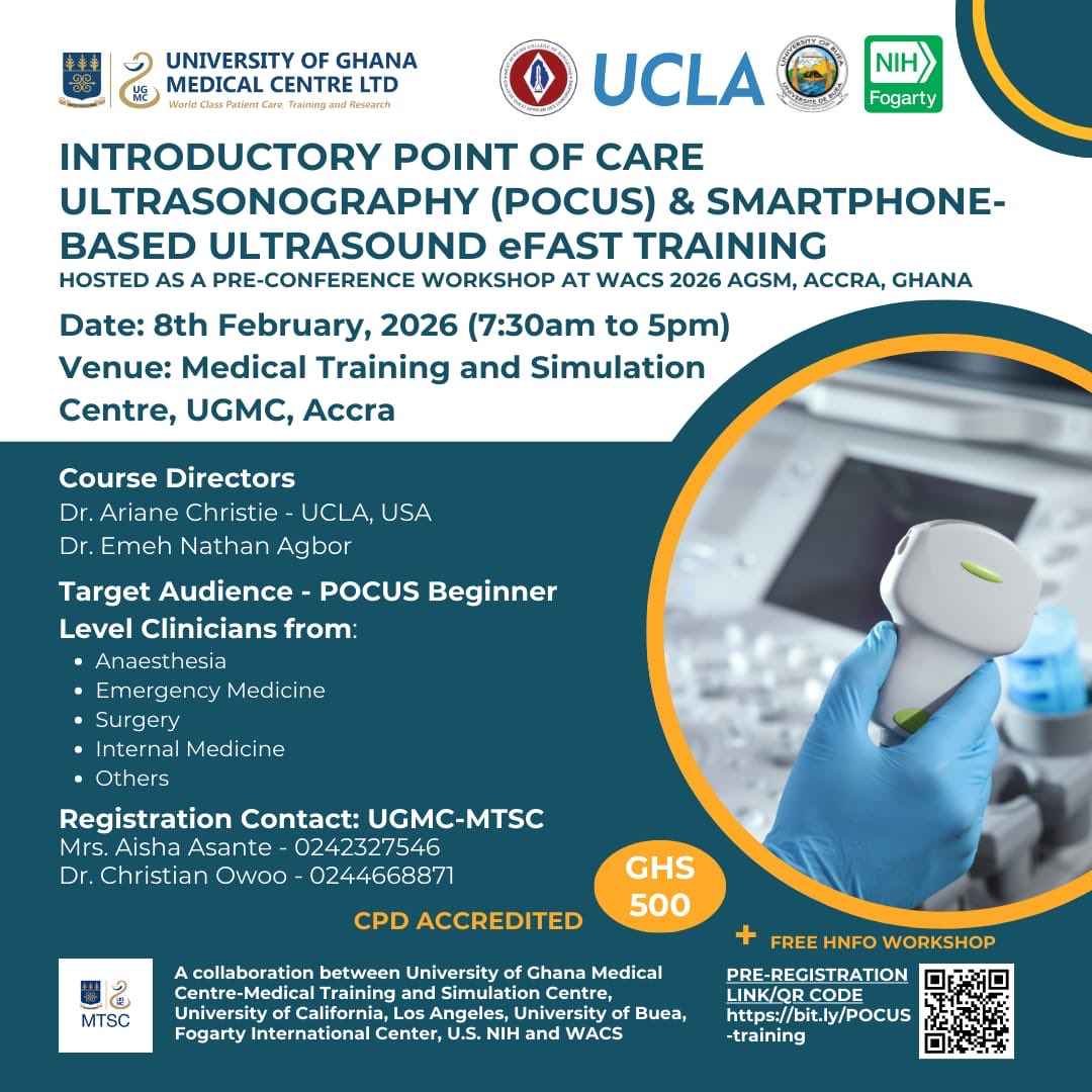 ugmedicalcentre's tweet photo. It is a new year and a new month and the UGMC  Medical Training  and Simulation Centre  is super excited to be collaborating with the  West African College of Surgeons (WACS) to conduct these trainings and more. Please call 024 232 75 46 more details.
#worldclasstraining https://t.co/cx7nBZ0iEs