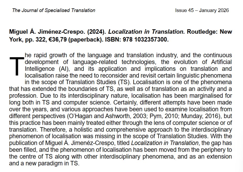 JoSTrans - The Journal of Specialised Translation tweet media