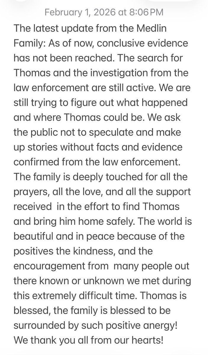 chrishansen's tweet image. The family of Thomas Medlin is sharing this message. Thomas disappeared January 9th after telling friends he was meeting someone from Roblox. Suffolk Co, LI Police say surveillance video and cell phone data last place him on or near the Manhattan Bridge.