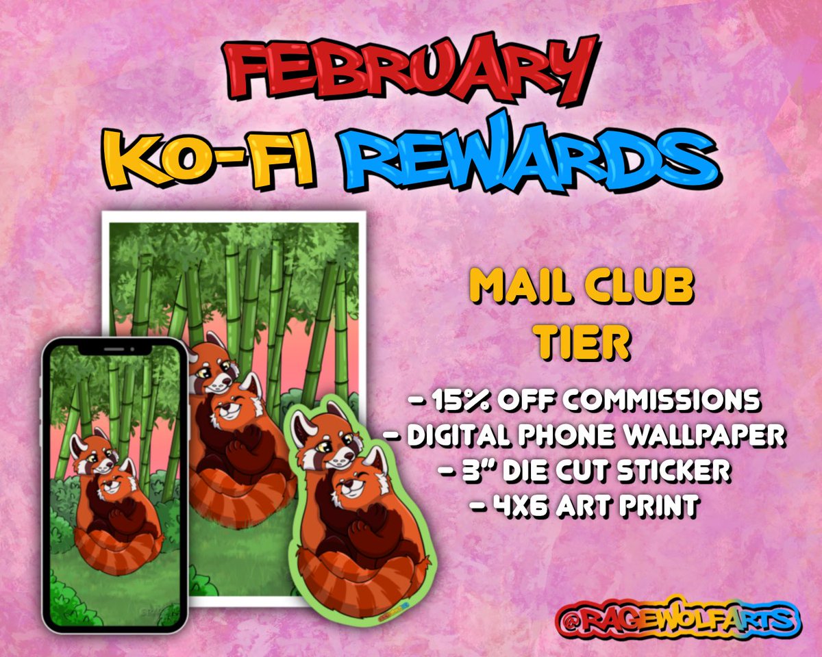 ragewolfarts's tweet photo. My February Ko-fi Memberships are now live! This month’s theme is the red panda!
https://t.co/OgM6X4eEfM

#furry #furryart #redpanda #commissionsareopen https://t.co/el3O5KozMZ