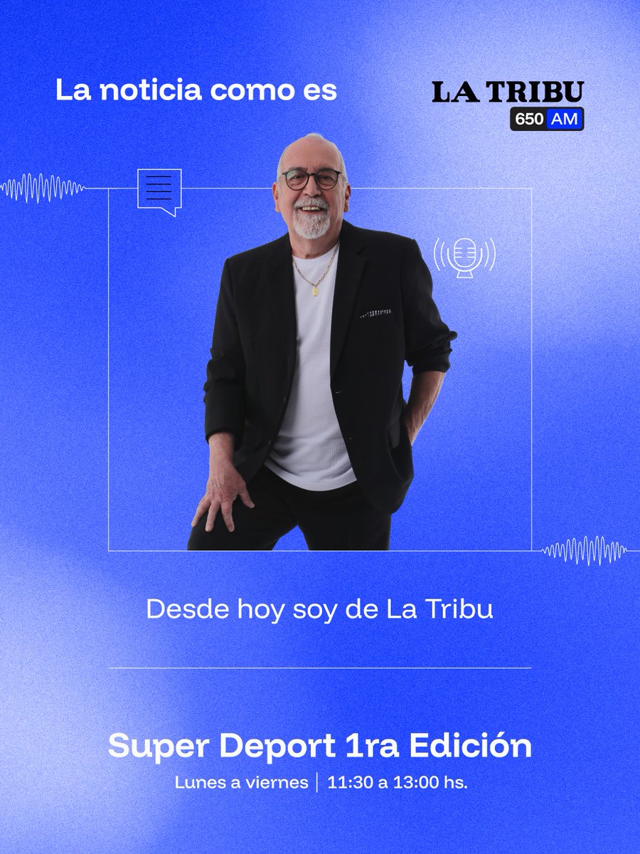 ULTIMO MOMENTO !! Desde mañana soy de LA TRIBU. Lunes a Viernes de 11.30 a 14.00 hs por la 650 AM y la 1120 AM.