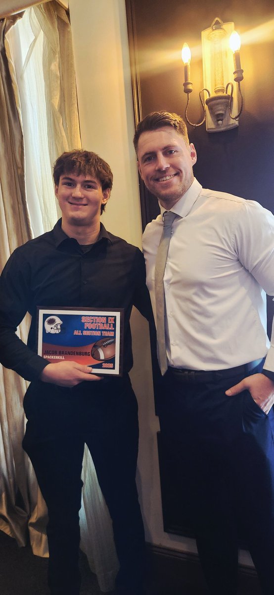 JacobB2026's tweet photo. Honored to be named All Section for the second year in a row. So many talented football players in the room today 🏈 @SpackSports https://t.co/T2jpla0TCb