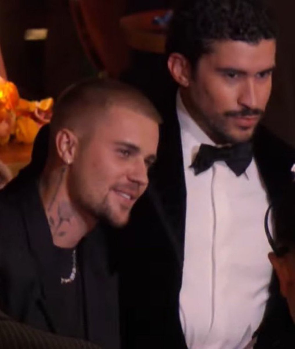 Justin Bieber and Bad Bunny at the #GRAMMYs tonight.