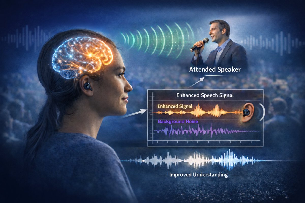 🧠 🔊 Presenting our work at #AROMidWinter in San Juan (Feb 10): First behavioral validation of a real-time, brain-controlled selective hearing system. Closed-loop neural decoding improves speech intelligibility and reduces listening effort in multi-talker environments.