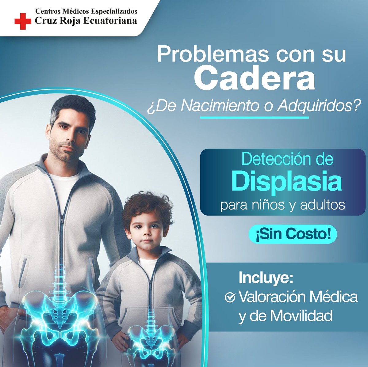 CentrosCre1's tweet image. ¿Sabías que la displasia de cadera puede ser de nacimiento o desarrollarse con el tiempo?

🔍 DETECCIÓN DE DISPLASIA DE CADERA
💚 ¡Sin Costo!
Para niños y adultos

✅ Incluye:
• Valoración Médica
• Evaluación de Movilidad